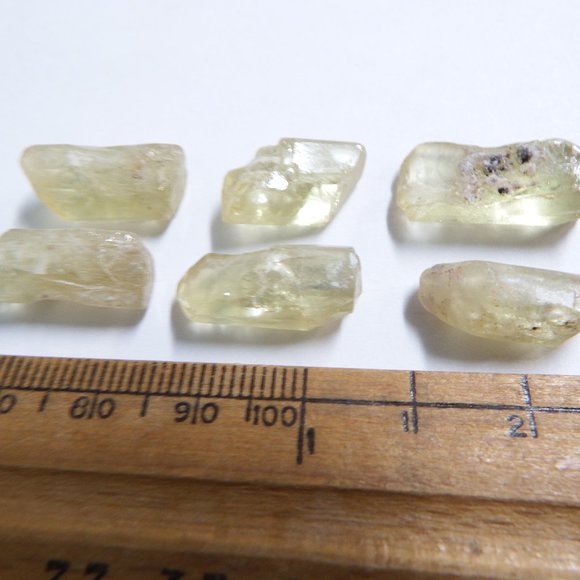 6pcs 68ct double terminated yellow apatite rough gemstone crystal lot mexico - Picture 2 of 7